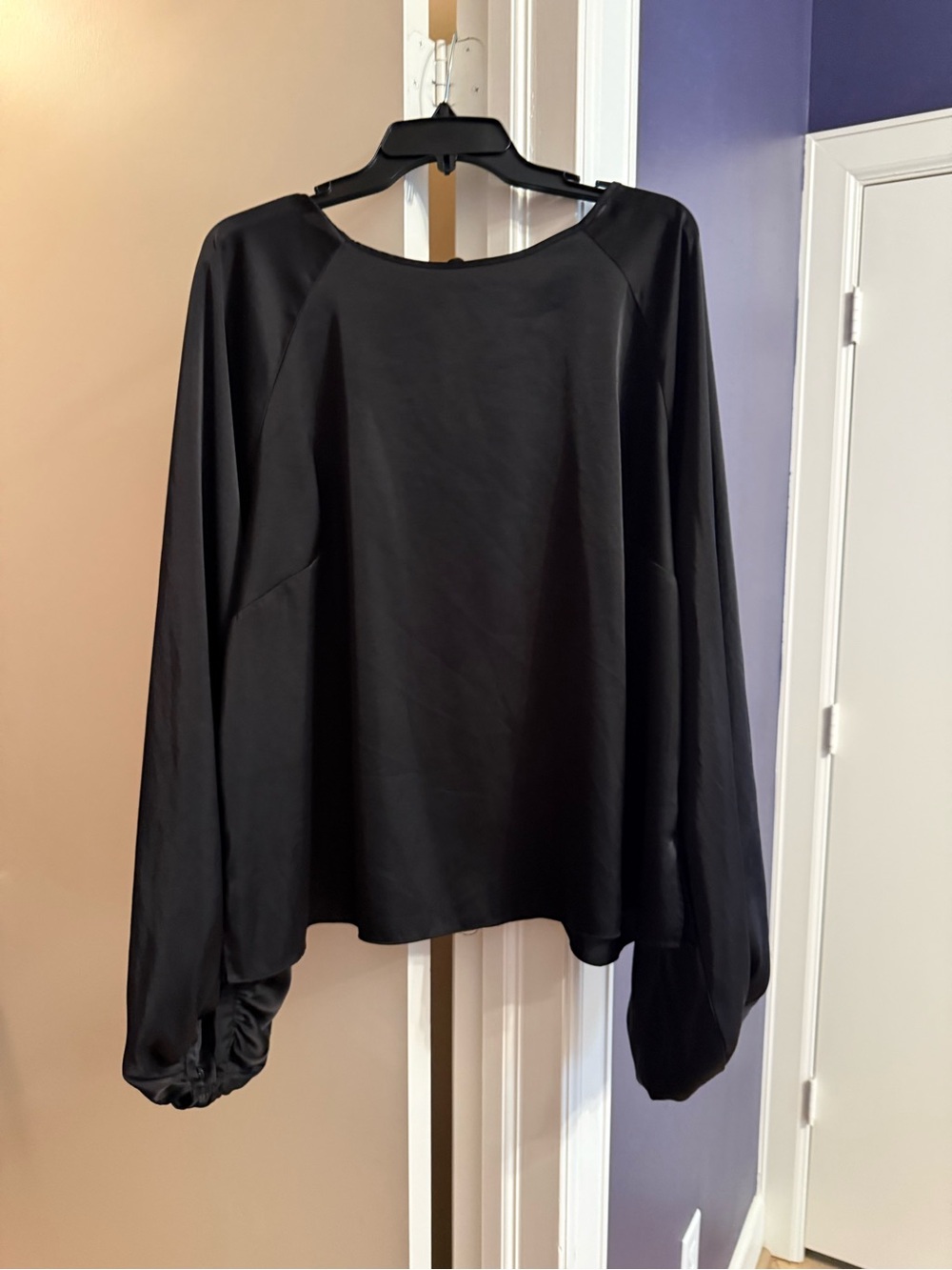 Eloquii Black Long-Sleeve Blouse with Balloon Sleeves